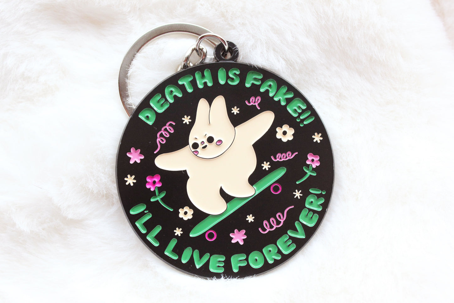 Death Is Fake Enamel Keychain