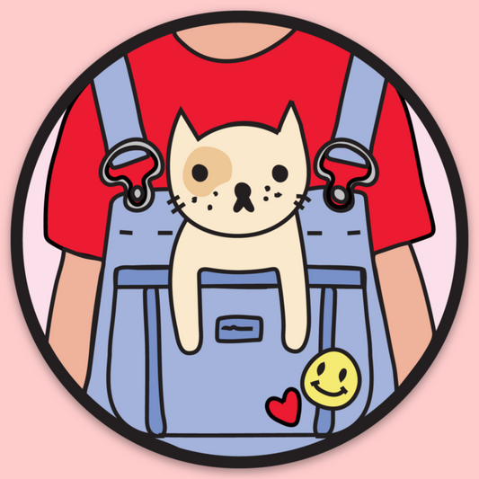 Kitty Overalls Sticker