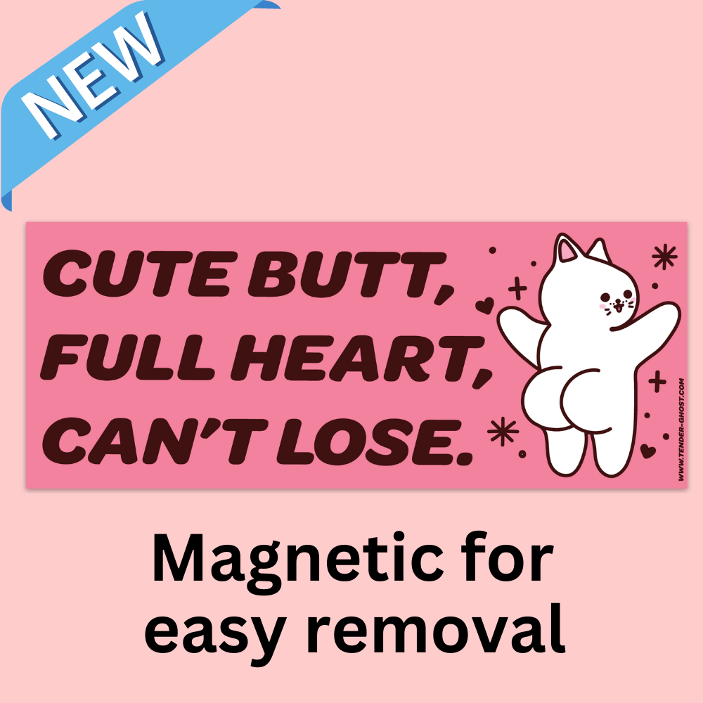 Cute Butt, Full Heart Bumper Magnet