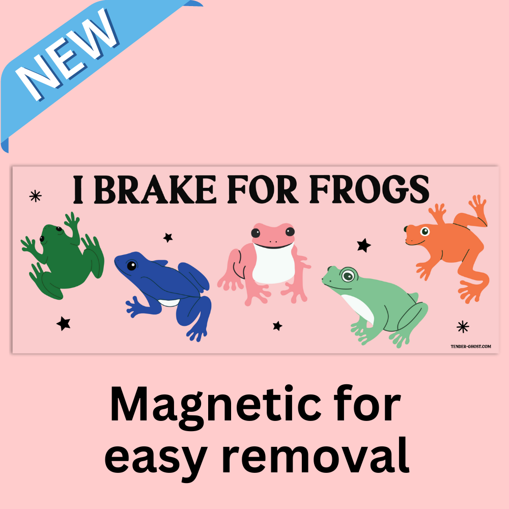 I Brake For Frogs Bumper Magnet