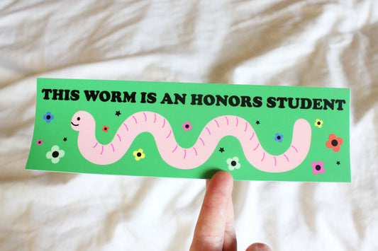 Honors Student Worm Bumper Sticker