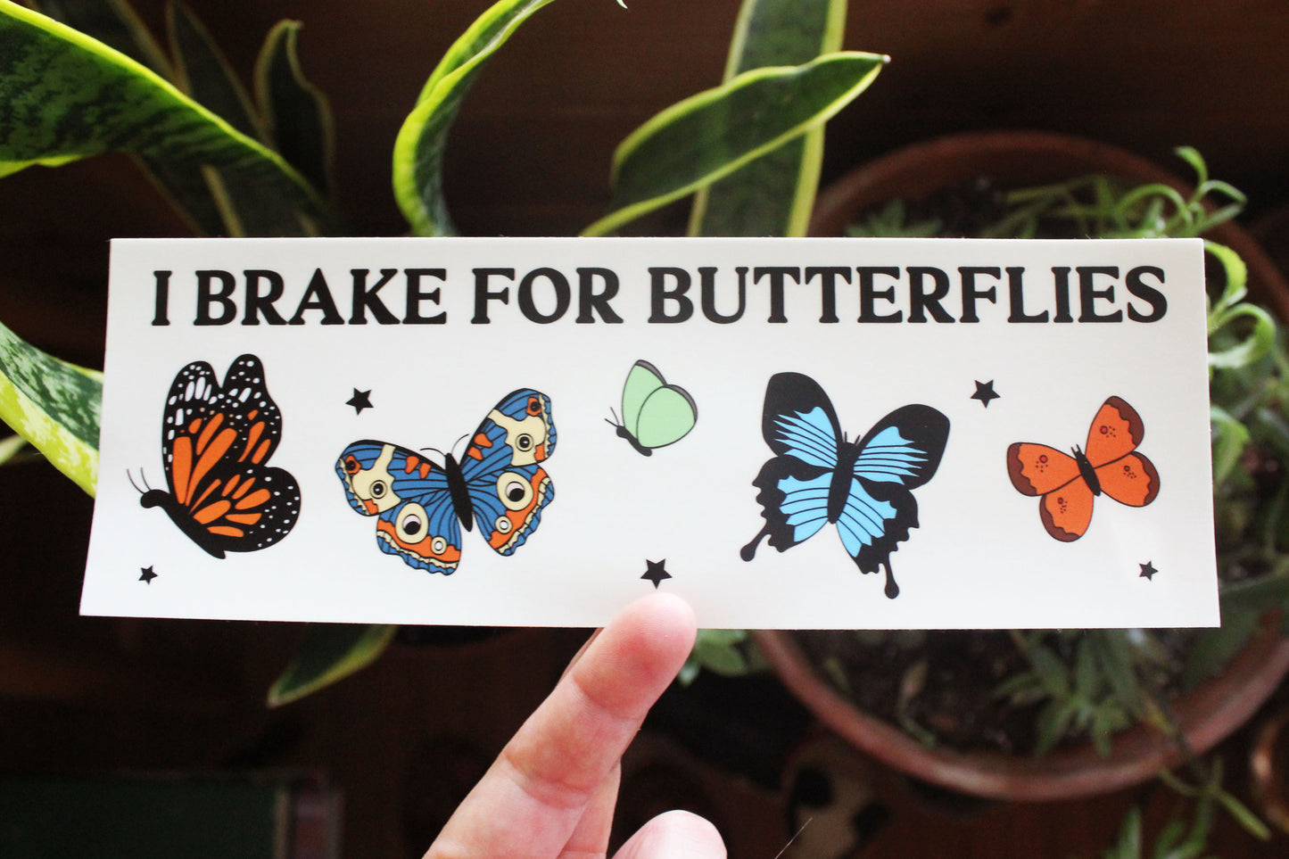 I Brake For Butterflies Bumper Sticker