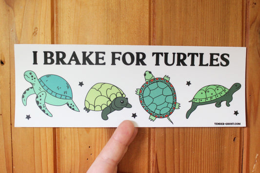 I Brake For Turtles Bumper Sticker