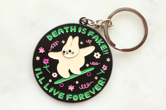 Death Is Fake Enamel Keychain